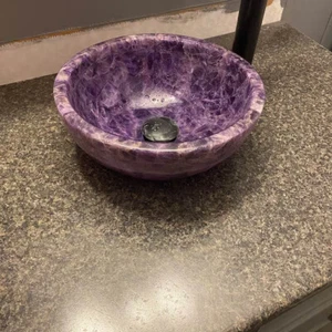 Amethyst Stone Wash Basin Round Countertop Sink Bowl Kitchen & Bathroom Interior - Picture 1 of 8