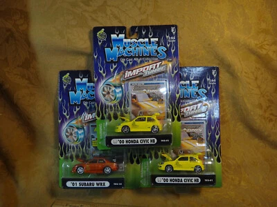 Funline Muscle Machines Import Die Cast Vehicles Lot Of 3 Honda & Subaru - 1/64 - Image 1 of 4