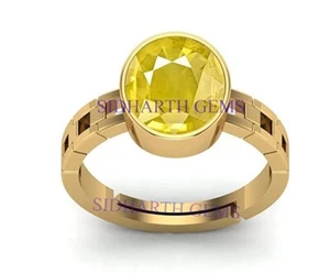 7.25 Ratti 6.00 Carat Natural Yellow Sapphire Pukhraj Gemstone Ring - Picture 1 of 4