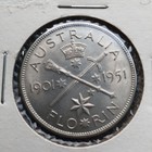 1951 FLOREN PAMIĄTKOWA MONETA AUSTRALIJSKA VF 50% SREBRO NISKA MENNICA PRZED PRZECINKIEM