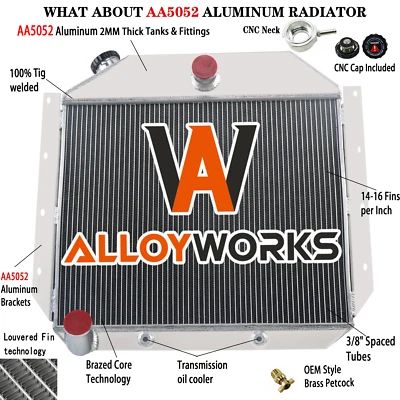 3 Row Aluminum Radiator For 1951-1957 International Harvester Truck 3.6L 3.9L L6 Foto 1 de 4