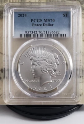 2024-P Silver Peace Dollar - PCGS MS70 - Lady Liberty - Top Grade! 6682 - Image 1 of 4