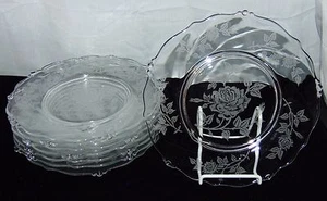 8 Heisey ROSE CRYSTAL *WAVERLY* 8" SALAD PLATES* - Picture 1 of 1