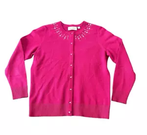 Breckenridge Women’s Cardigan Sweater Pink Size Petite Medium Embellished Button - Picture 1 of 19