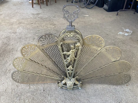 Antique Brass Peacock Fireplace Cover Cover