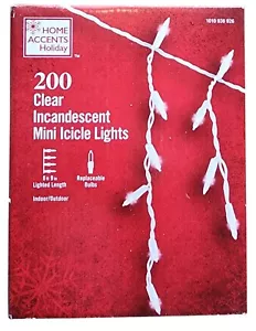 Home Accents 200 Mini Icicle Lights Clear White Wire Wedding Christmas Holiday - Picture 1 of 11