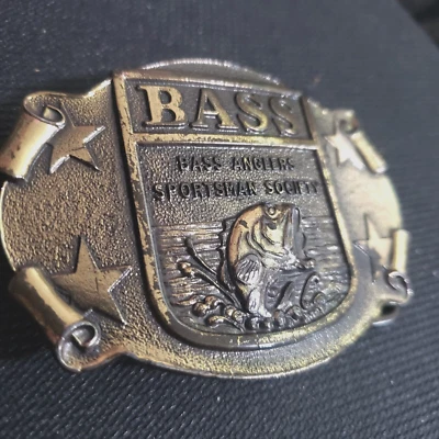 BASS ANGLER'S SPORTSMAN SOCIETY BELT BUCKLE VTG - Image 1 of 4