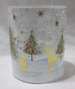 Yankee Candle Crackle Votive Tea Light Holder V/H TL/H HOLIDAY LIGHTS snow trees - Picture 1 of 5