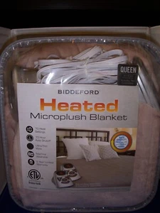 Biddeford Heated MicroPlush Electric Blanket Queen Taupe Color Dual Control - Picture 1 of 6