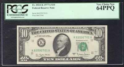 FR.2024-K 1977-A $10 FRN FEDERAL RESERVE NOTE DALLAS, TX PCGS UNCIRCULATED-64PPQ - Image 1 of 2