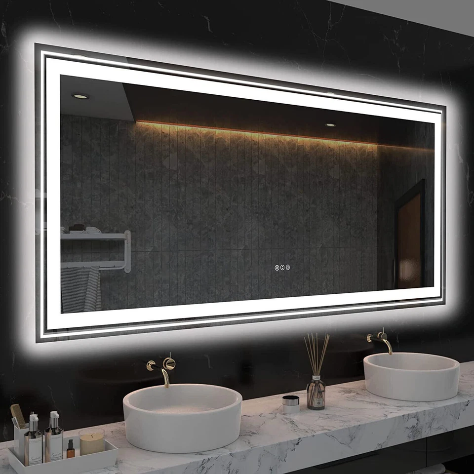 70/80/90/105/120CM Large LED Bathroom Mirror Antifog Wall Makeup Mirror UL IP65 - image 1 of 4