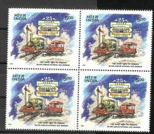 India 1996 National Rail Museum Historic Steam Locomotive Transport Train Blk/4 - Picture 1 of 3