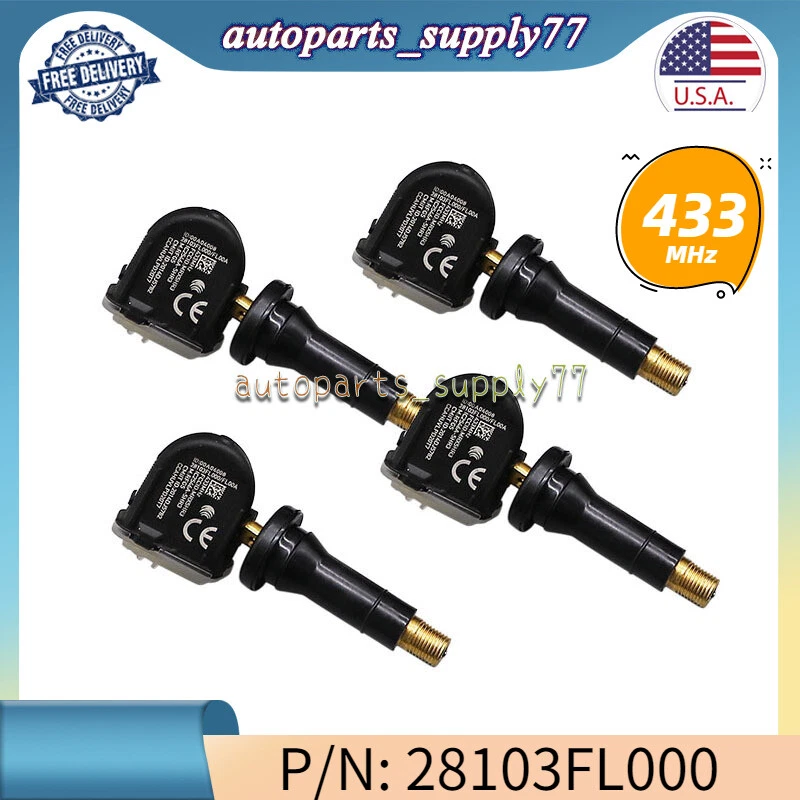 Sensor de presión de neumáticos de 4 piezas 28103FL00A TPMS para Subaru Crosstrek Impreza Ascent Foto 1 de 4