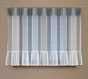 ¡Cortinas de red listas para colgar blancas/grises 150x300 (cm) con cinta cortina! - Imagen 1 de 3