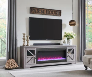 75" Fireplace TV Stand w/44" Electric Fireplace Multiple Flame for TVs up to 80" - Picture 1 of 13