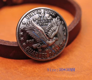 5X 30MM NICKLE EAGLE QUARTER DOLLAR DIY LEATHERCRAFT KEYRING DECOR COIN CONCHOS - Picture 1 of 10