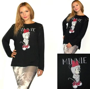 Disney Minnie Mouse Plus Size Long Sleeve Laced up shoulder T-shirt, 1X,2X,3X,4X - Picture 1 of 4
