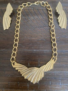 Park Lane 1980’s Gold Heavy Fashion Necklace And Earrings Set- VTG Great Set! - Picture 1 of 16