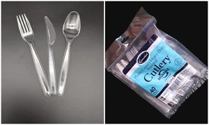 40 Stück Klar Kunststoff Sortiert Besteck Robust Wiederverwendbar Geschirr Gastronomie - Bild 1 von 8