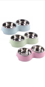 Dog Bowl Cat Bowl Raised Double Pet Feeder stainless Bowl for Food and Water - Picture 1 of 13