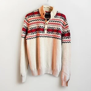 Maglione maglia natalizia maglione bottoni invernale sci lodge cabina L comodo accogliente anni 90 - Foto 1 di 5