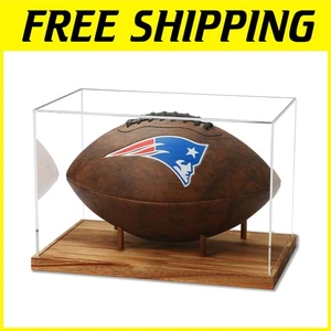 Acrylic Football Box with Wood Stand, UV Protect - Picture 1 of 8