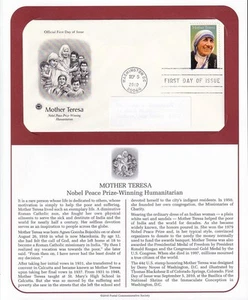 2010 Mother Teresa, humanitarian Sc 4475 FDC, with PCS cachet on full info page - Picture 1 of 1