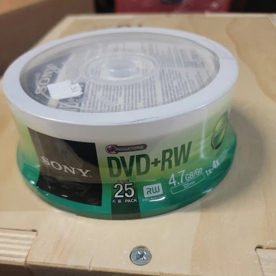 25 pk SONY Blank DVD+RW 4x Logo Branded 4.7GB Rewritable DVD Disc 25DPW47SP - Image 1 of 3