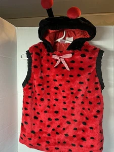 Girls Plush Lady Bug Costume Sz 4-6 Pullover Sleeveless Hoodie One Piece - Picture 1 of 6