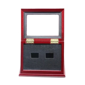 Sports Championship Rings Wooden Display case Shadow Box Without Rings (2 Slots) - Picture 1 of 3