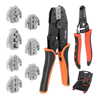 Juego de herramientas de prensado KF CPTEC 9 PIEZAS - Crimpadora de alambre de trinquete - Intercambio rápido J... Foto 1 de 4