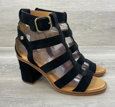 UGG Macayla Women's Black Leather Sandal 7.5 Slingback Gladiator Comfort Buckle - Image 1 of 4