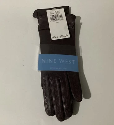 Nine West Ladies Genuine Leather Merlot Gloves Size Medium ￼ - Image 1 of 3