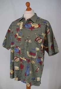 Men's Green, Khaki Tommy Bahama Hawaiian Style Short Sleeved Shirt Size L. - Picture 1 of 7