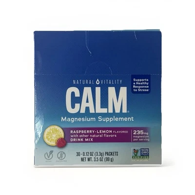 Polvo de magnesio Natural Vitality Calm frambuesa limón (nuevo en caja) 30 paquetes 7/27 Foto 1 de 4