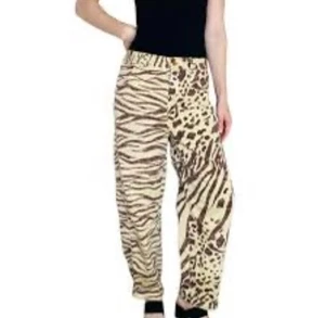 Anthropologie Pilcro The Long Bow Split Animal Print Pants 30 Boho - Picture 1 of 16