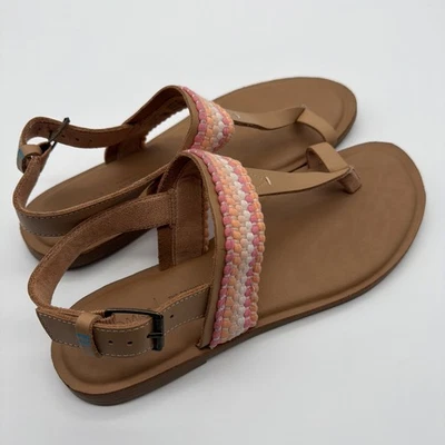 TOMS Bree Leather Sling Back Adjustable Buckle Thong Sandals Womens 9.5 Beach - Image 1 of 4