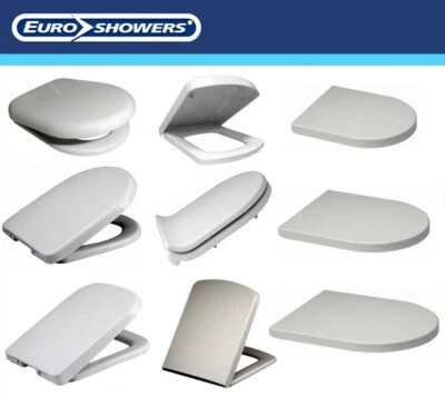 EUROSHOWERS SQUARE SHORT LONG ROUND D SHAPE ROUND SLIM SMILEY MULTI SOFT CLOSE TOILET SEAT