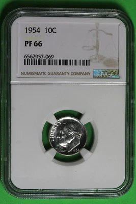 1954 Proof NGC PF66 Roosevelt Dime #B37039 - Image 1 of 2