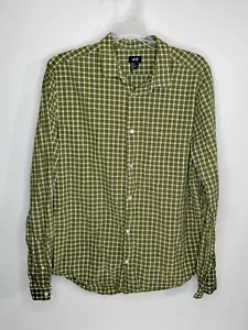 H&M Mens Size Large Button Up Color Green/White Plaid Long Sleeve Dress Shirt - Picture 1 of 3