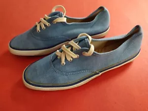 Vtg Baby Blue SKIPS Canvas Sneakers Montgomery Ward Shoe Women's 5 1/2 60's USA - Picture 1 of 11