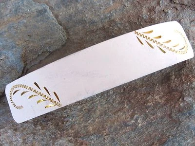 Vintage Brass Barrette Enameled Cream Scrolled French Clip Style USA Made  080  - Image 1 of 4