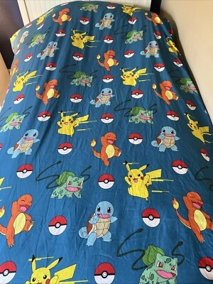 Sábana Ajustable Pokemon Tamaño Completo Amarillo Azul Rojo Poliéster Foto 1 de 4