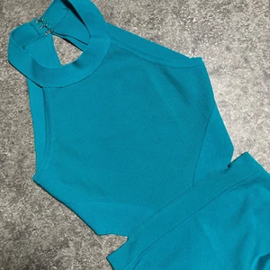 NWT Forever 21 Jade Blue Retro Cutout Bodycon Mini Halter Dress The Gifted 2014 - Picture 1 of 15