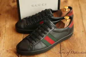 Gucci Ace Black Leather Snake Trainers Sneaker Herren UK 7,5 US 8,5 EU 41,5 - Bild 1 von 11