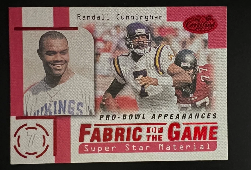 1999 Leaf Certified Fabric of Game #FG11 Randall Cunningham #'d 441/500 Vikings - Image 1 of 2