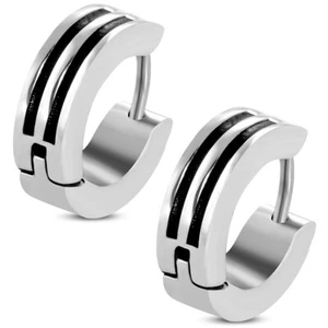 2er Set Acciaio Inox Pieghevole Cerchietti Strisce Stripes Nero Argento Uomo - Foto 1 di 1