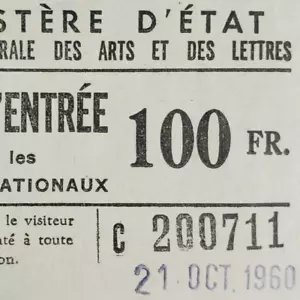 Boleto París 1960 Museo del Louvre Francia Museo de Arte Palacio Tullerías FR B34 - Imagen 1 de 6