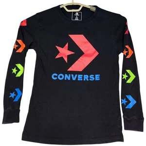 All Star Converse Youth Size Large Long Sleeve Iconic Logo Shirt Crew Neck Black - Picture 1 of 7