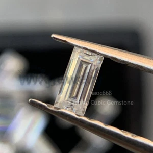 Super White D Color Rectangle Cut Moissanite Baguette Loose Gemstones Small Size - Picture 1 of 9